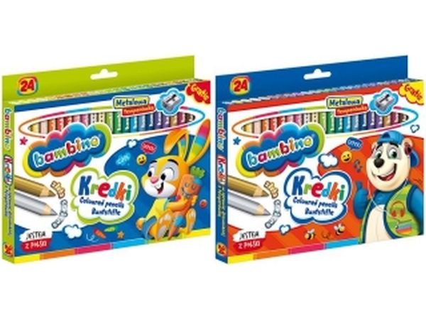 KREDKI BAMBINO 24 DREWNIANE +TEMPERÓWKA