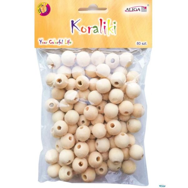 Koraliki drewniane PJ-3549 14mm op.80szt.