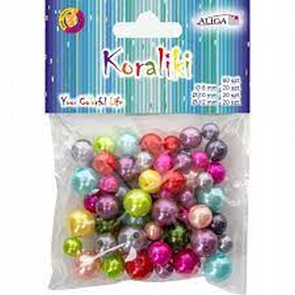 Koraliki plastikowe PJ-7858 mix rozmiarów, op. 60szt.