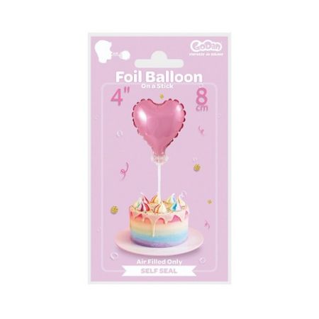BALON FOLIA SERCE NA PATYKU MIX KOLORÓW 8CM