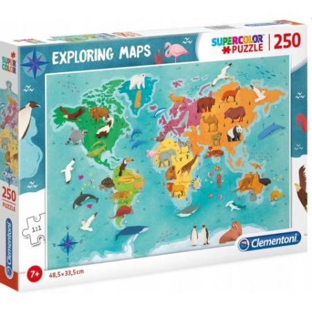 PUZZLE 250 EXPLORING MAPS ZWIERZĘTA