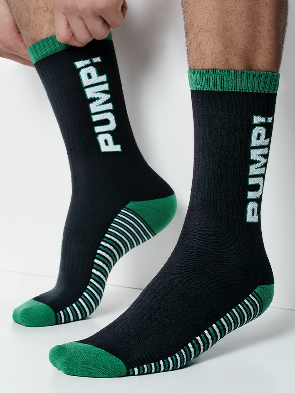 Skarpety męskie | Czarny/Zielony | Boost Crew Socks | PUMP! | 41010