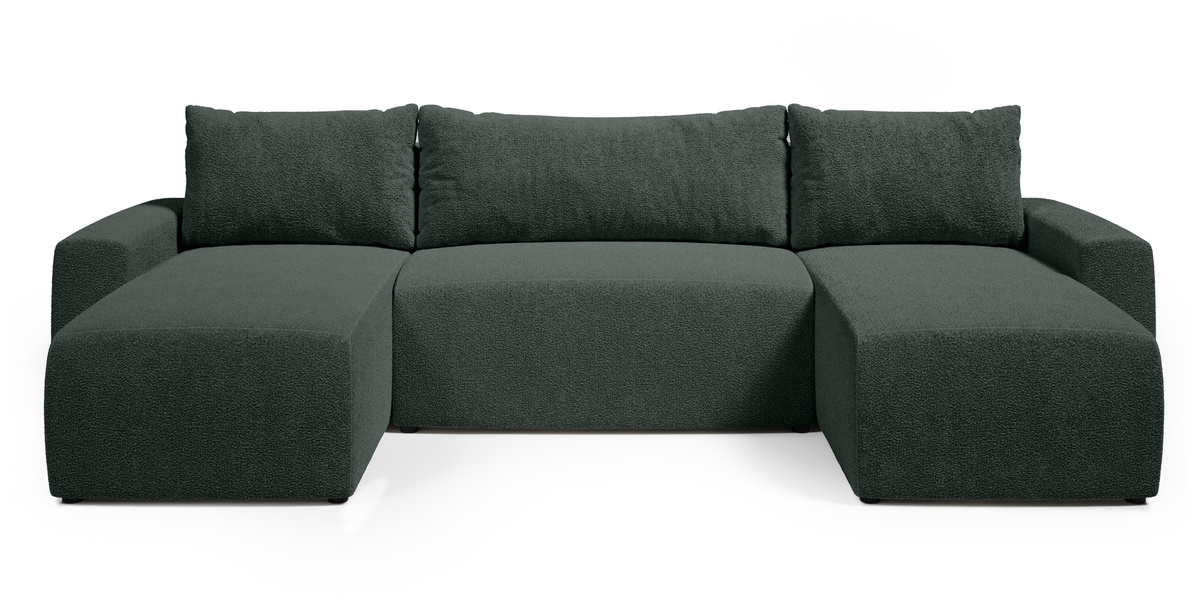 Narożnik do salonu z funkcją spania PLUSH U zieleń boucle