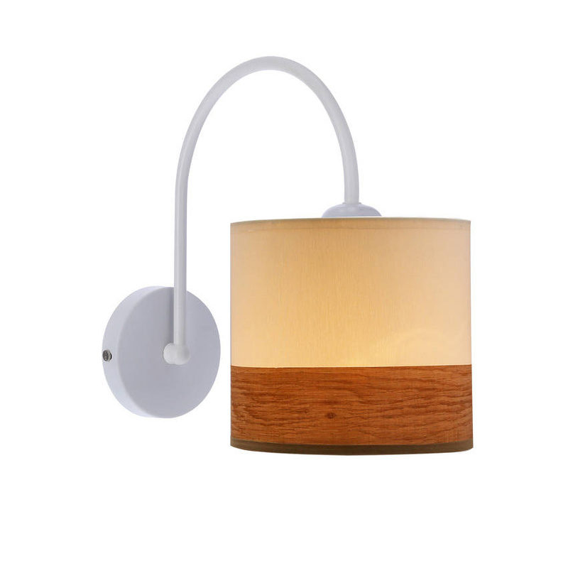 Bianco lampa kinkiet biały 1x40w e27 abażur biały+orzechowy