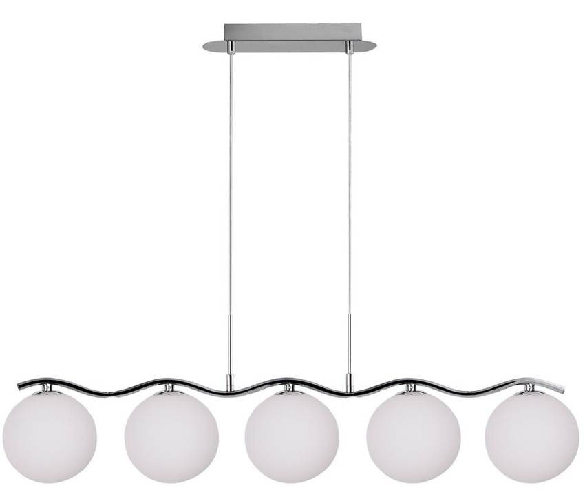 Lampa wisząca chrom/biała kula 5 Ramon