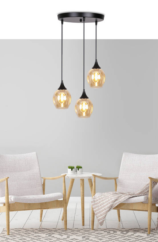 Lampa sufitowa czarno brązowa talerz 3xE27 Aspa