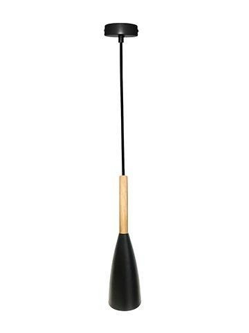 Lampa wisząca czarna + drewno Trosa