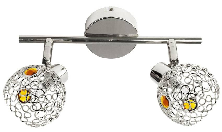 Lampa dwupunktowa Aron chrom + bursztyn