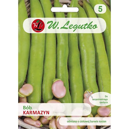 1 szt, Bób ogrodowy Karmazyn - Nasiona: Ilość w opakowaniu: 50 g