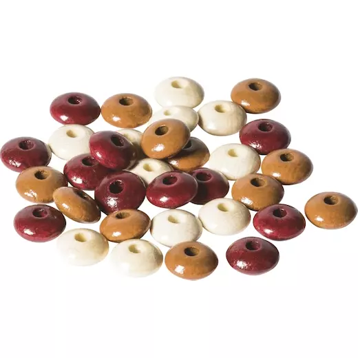 brązowe koraliki drewniane elipsa fi10mm 33szt MIX KNORR .