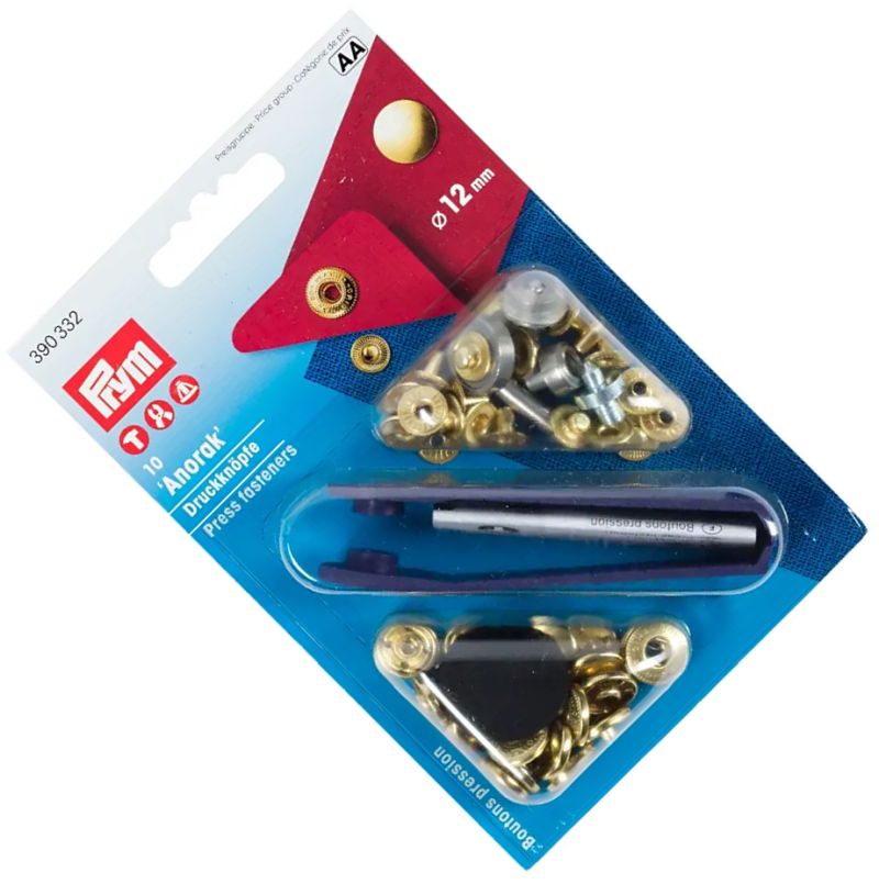 napy do kurtek, bluz złote fi 12mm 10szt PRYM 390332 .