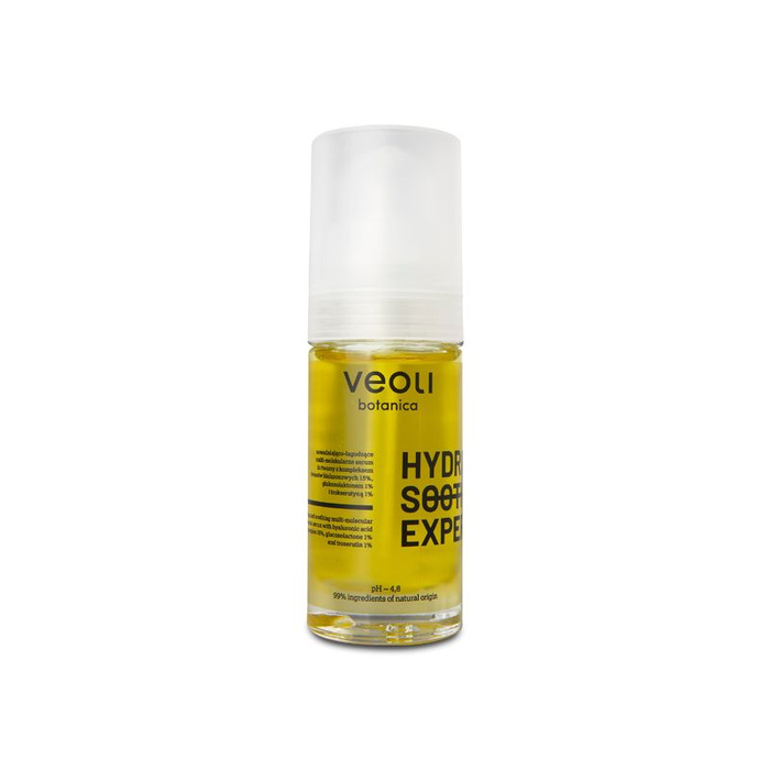 Veoli Botanica HYDRA SOOTHING EXPERT Nawadniajaco-łagodzące multi-molekularne serum do twarzy z kompleksem kwasów hialuronowych 15%, glukonolaktonem