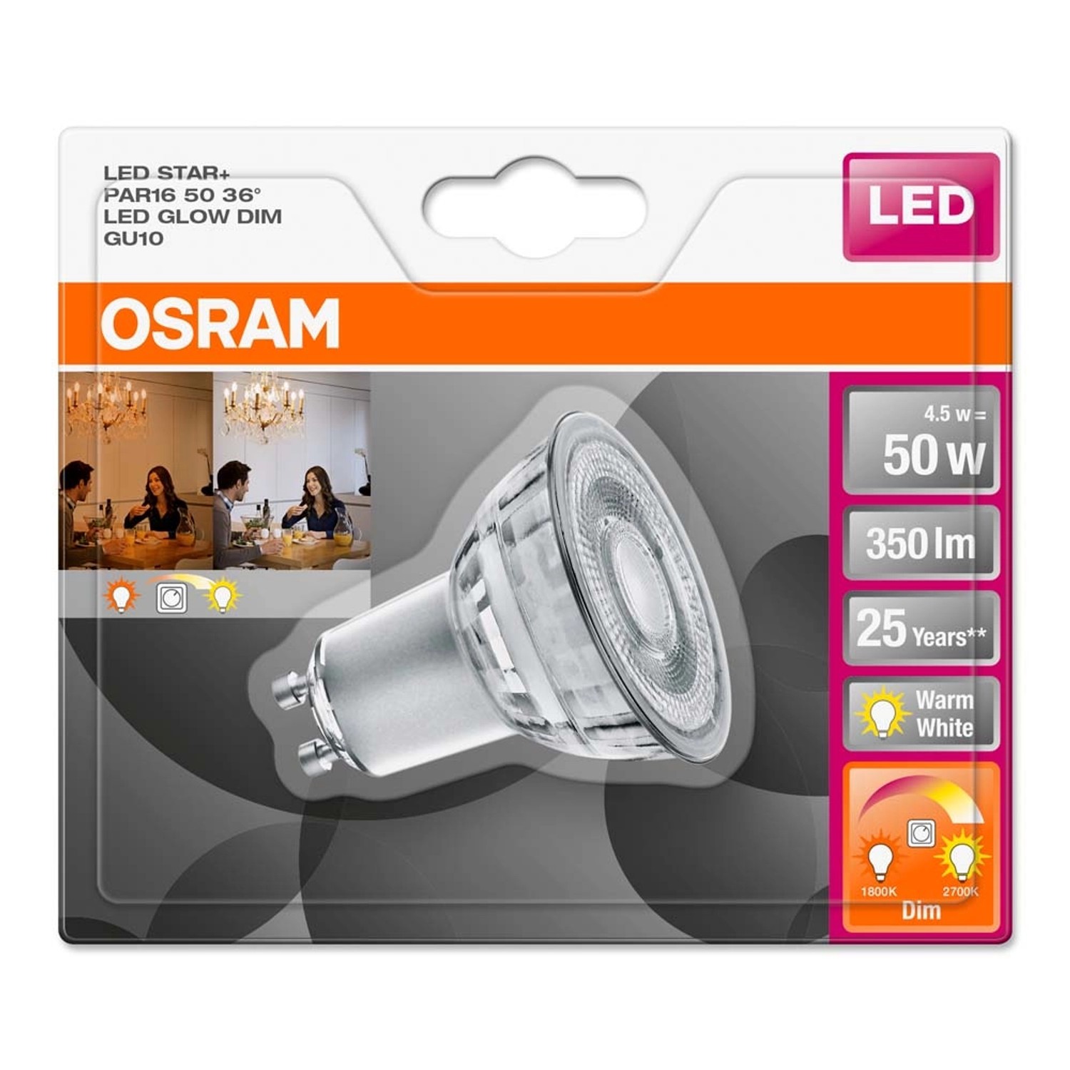 Żarówka LED STAR+ PAR16 50 4,5W GU10 350 lm 2700K