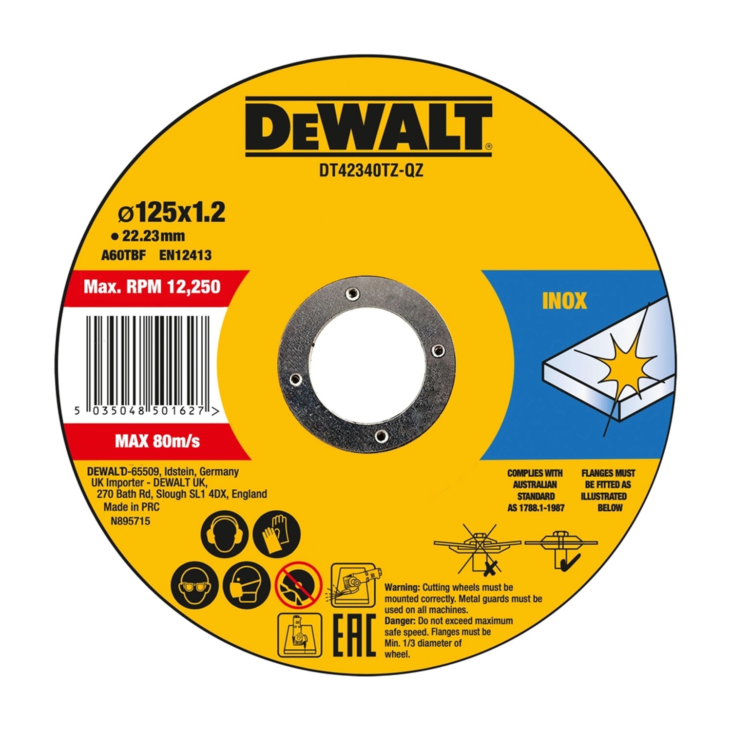 Dewalt Tarcza do cięcia stali nierdzewnej 125 mm 10szt.