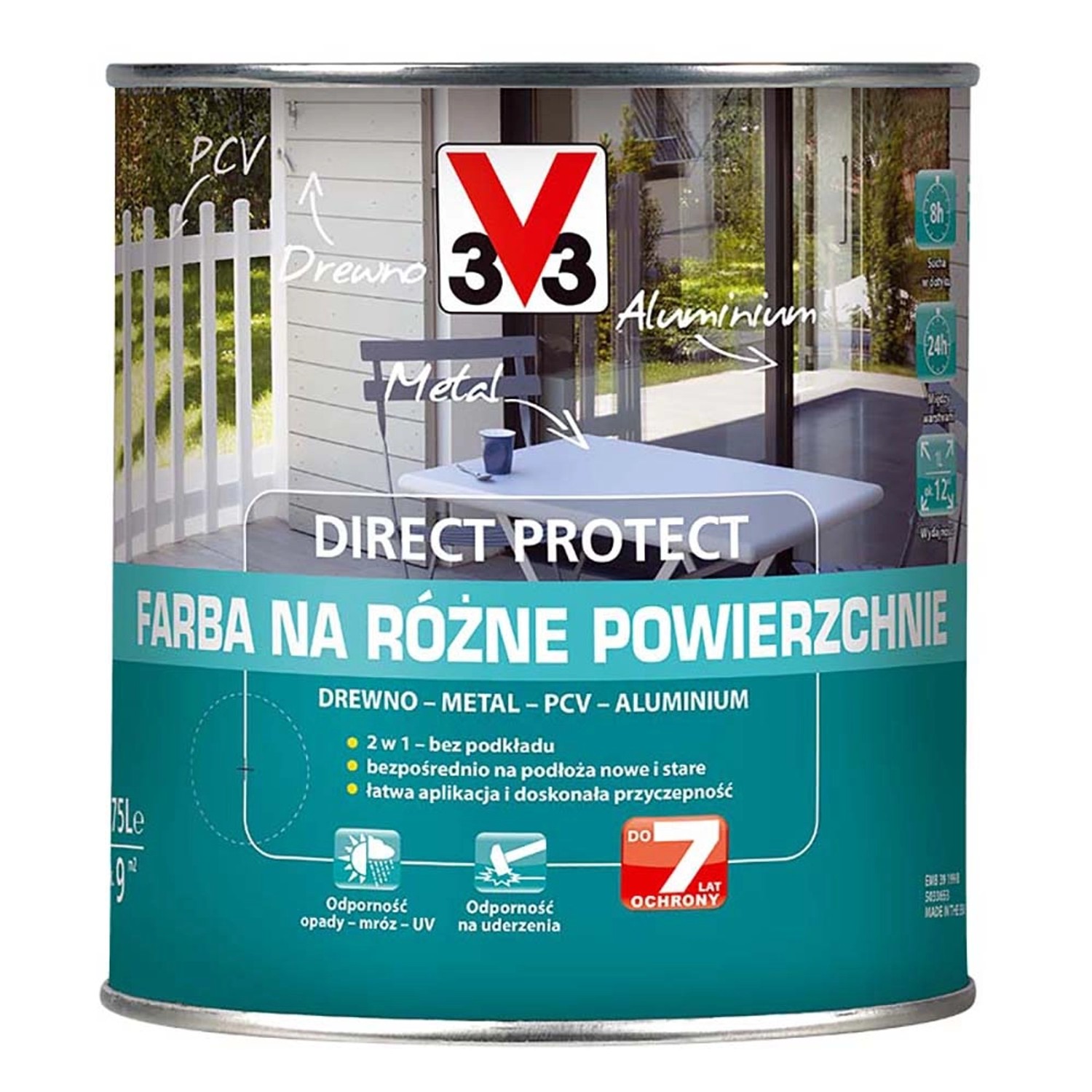 V33 Direct Protect Farba na różne powierzchnie antracyt 750 ml