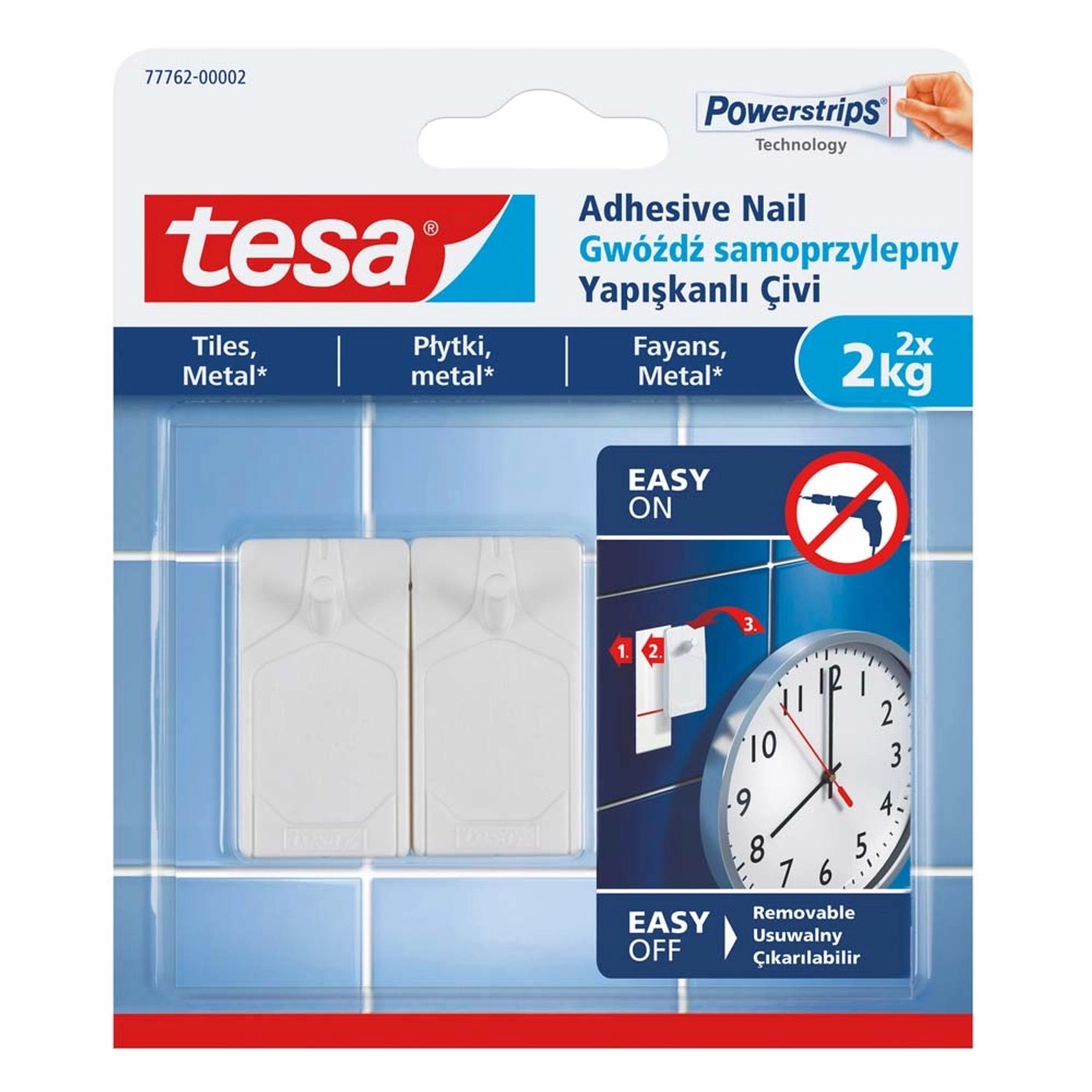 Tesa Gwóźdź samoprzylepny do płytek, 2 szt. do 2kg