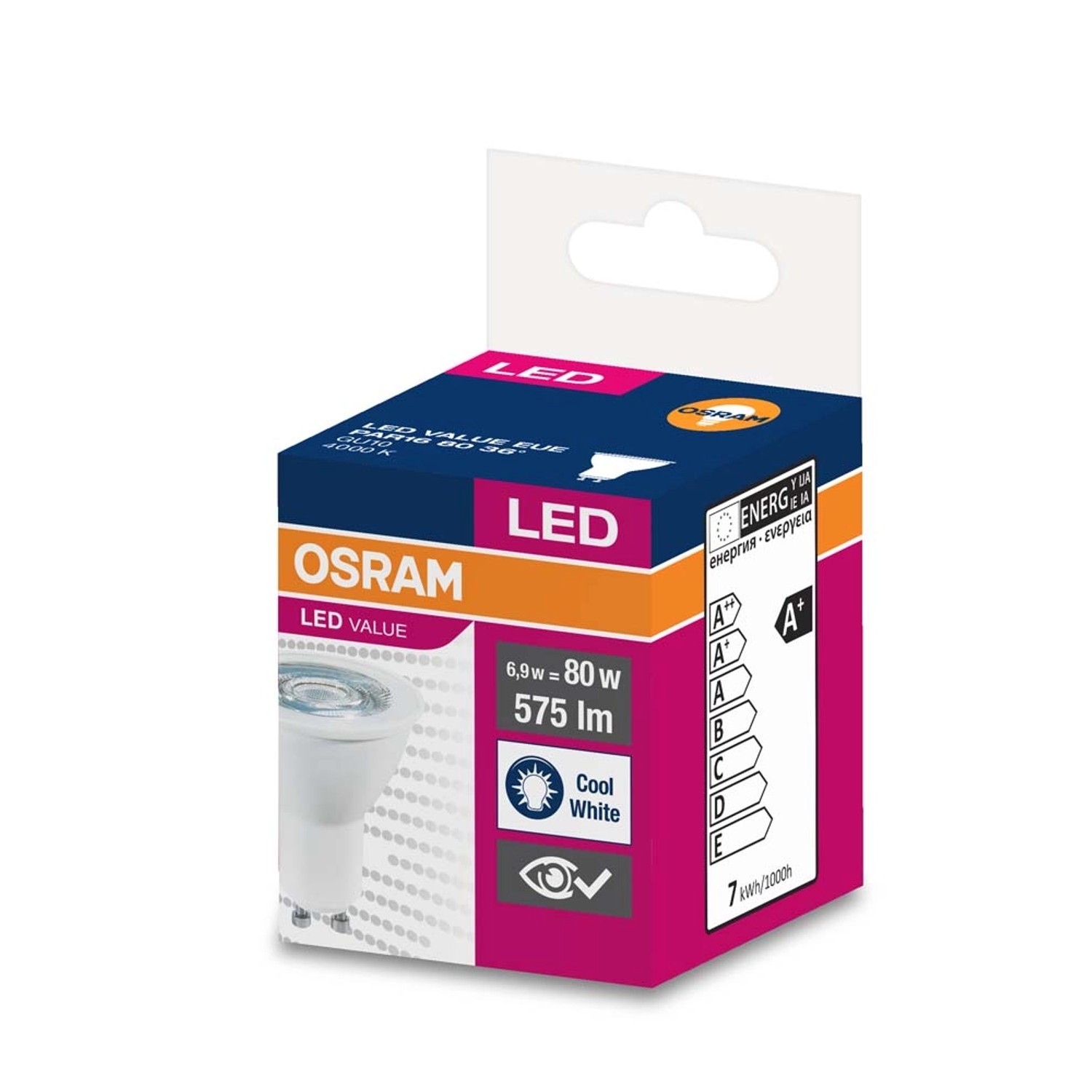 Żarówka LED VALUE PAR16 80 36 st. 6,9W GU10 575 lm 4000K