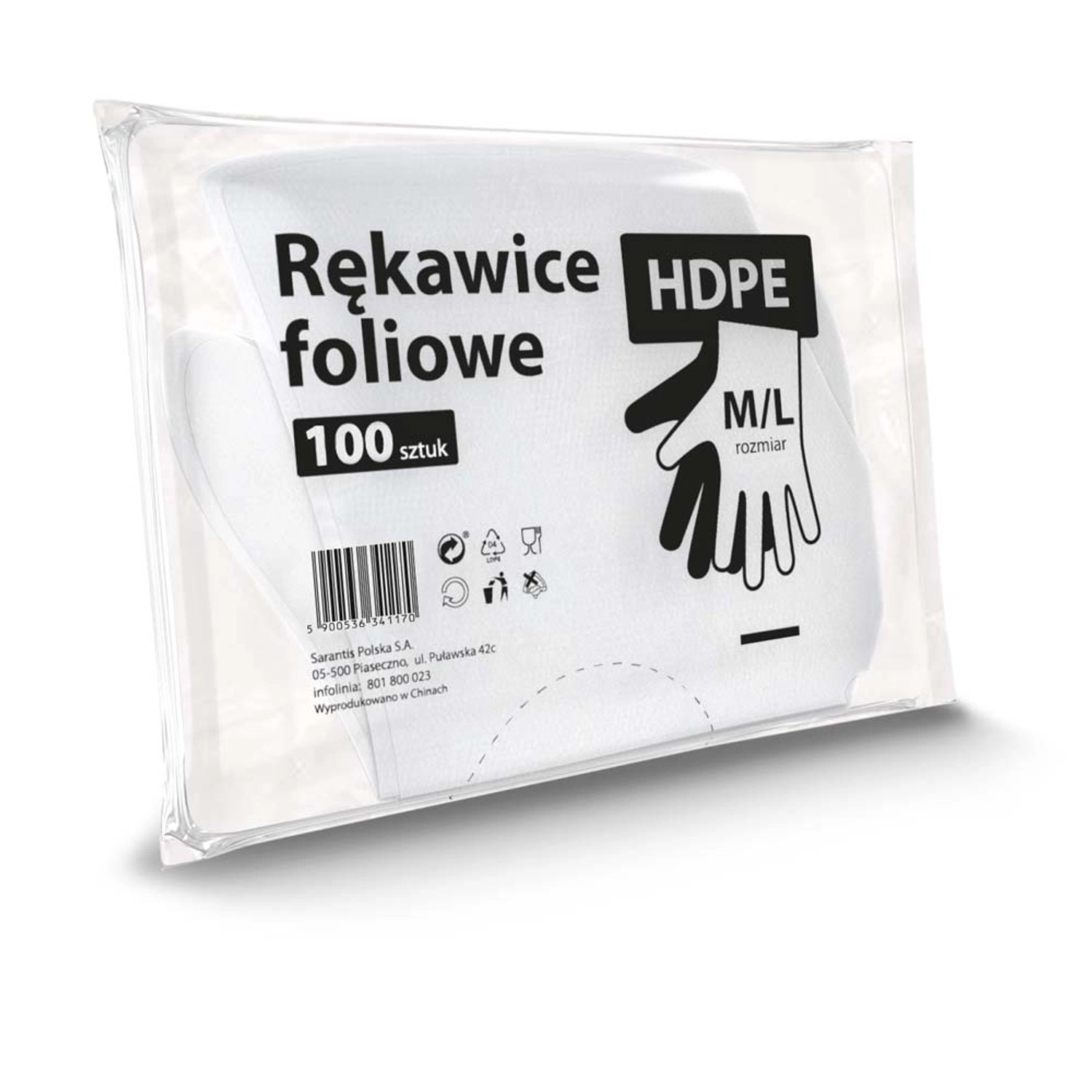 Rękawice foliowe HDPE rozmiar M/L 100 szt.