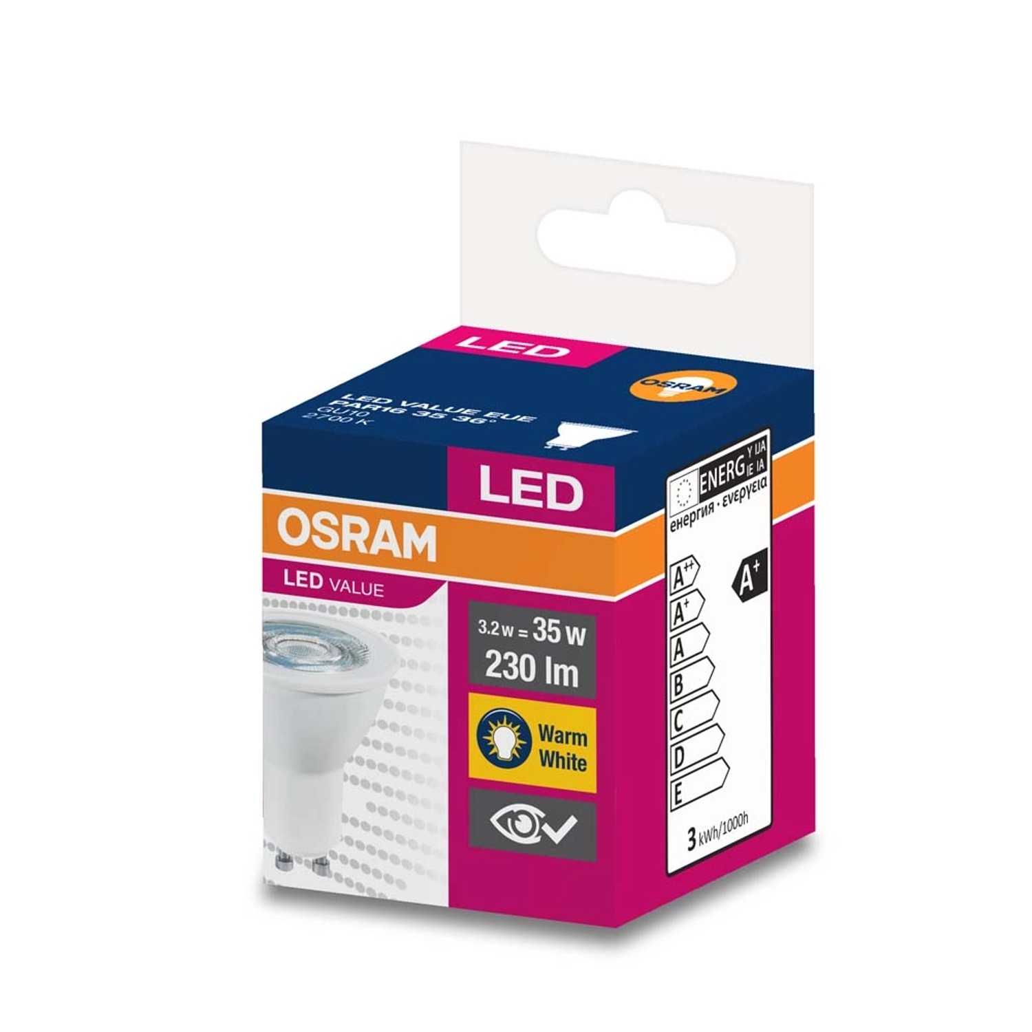 Żarówka LED VALUE PAR16 35 3,2W GU10 230 lm 2700K