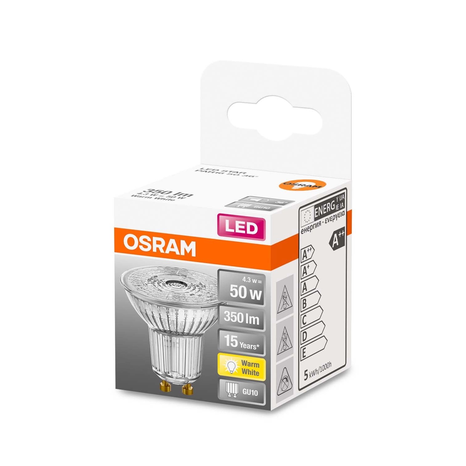 Osram Żarówka LED PAR16 50 36 st. 4,3W GU10 350 lm 2700K