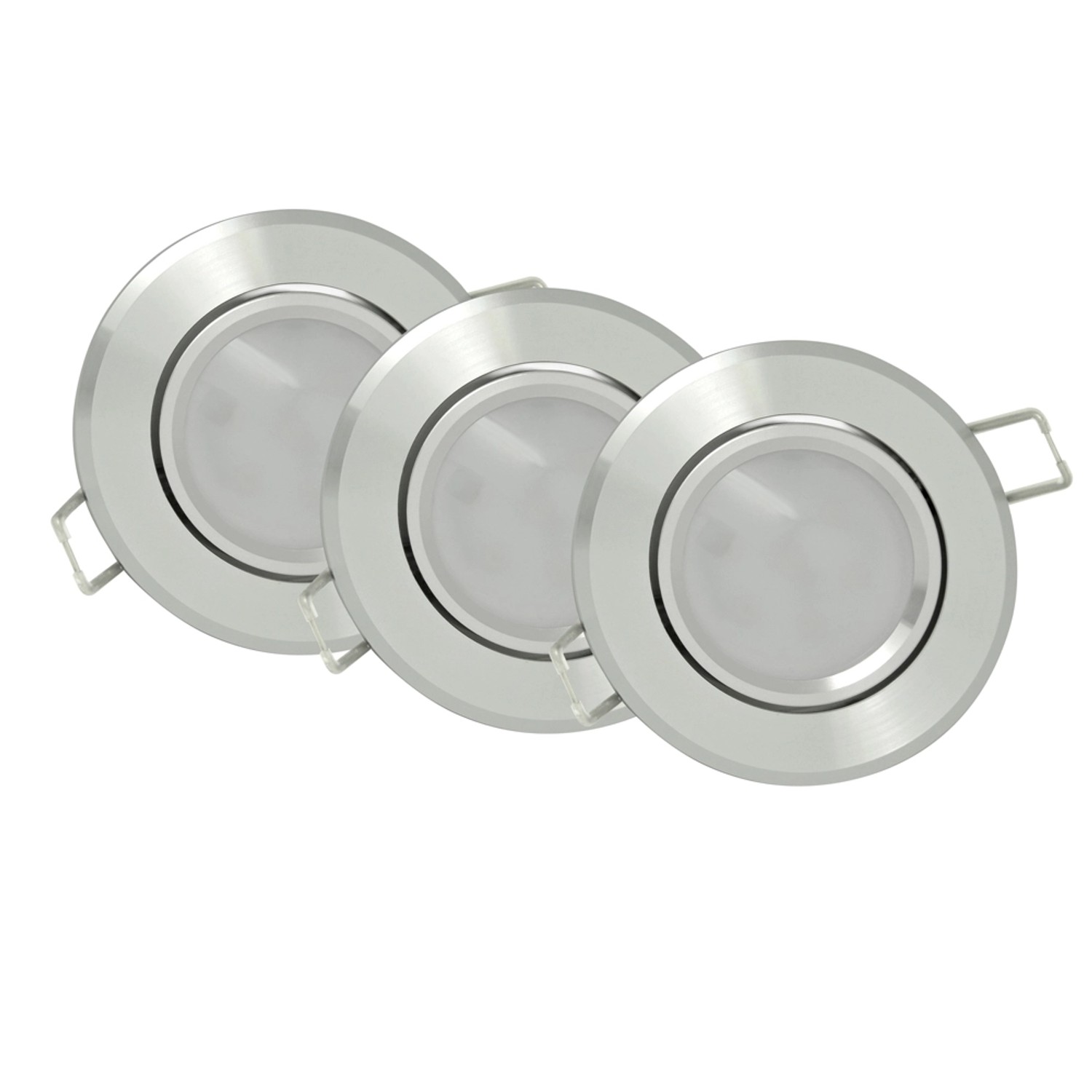 Polux Zestaw oczek ruchomych LED SUN OLAL srebrne połysk 3x3,5W GU10