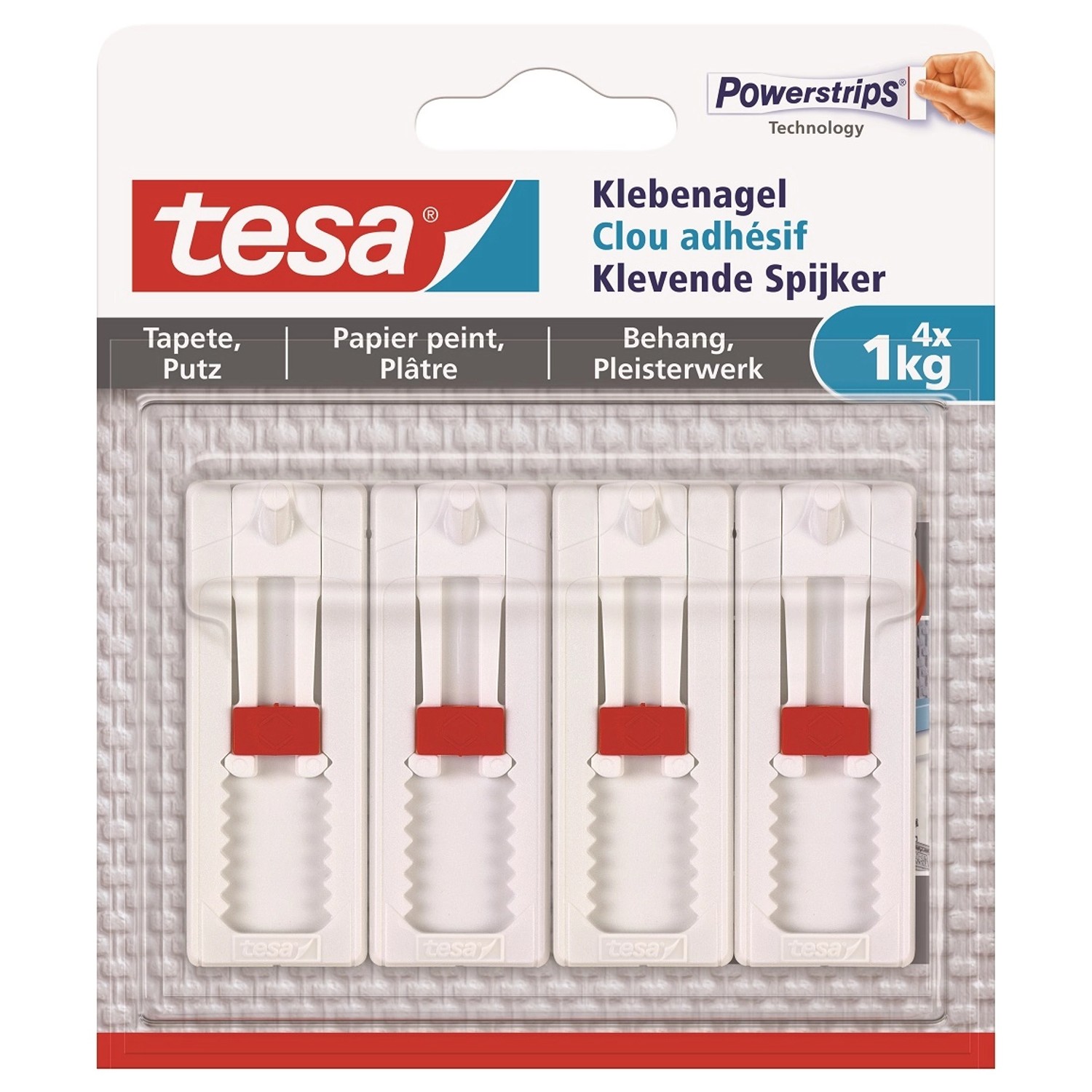 TESA Gwóźdź regulowany samoprzylepny tapeta tynk 4 szt.