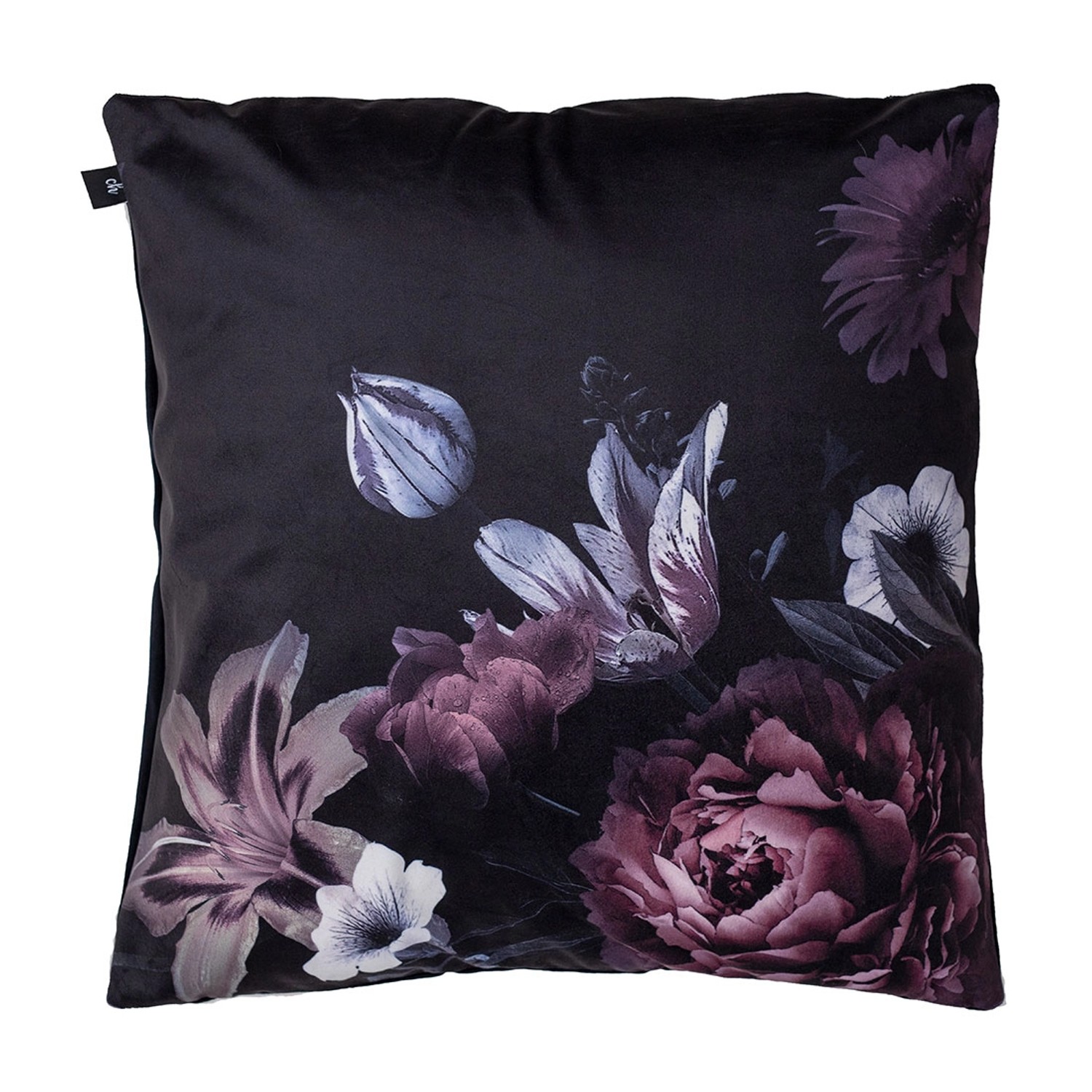 Poszewka GREAT 45 x 45 cm czarna z kwiatowym wzorem