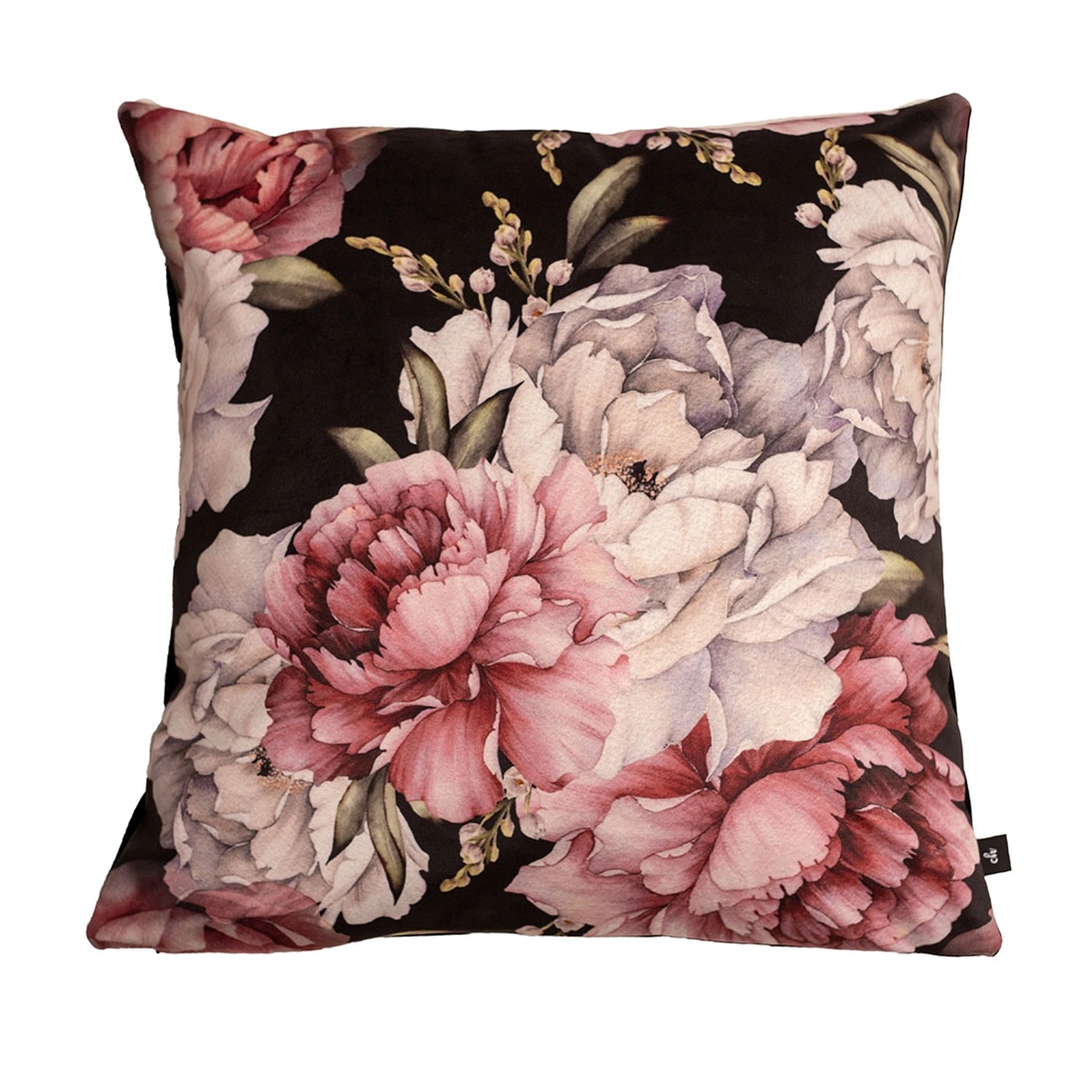 Poszewka BLOSSOM 45 x 45 cm czarna z kwiatowym wzorem