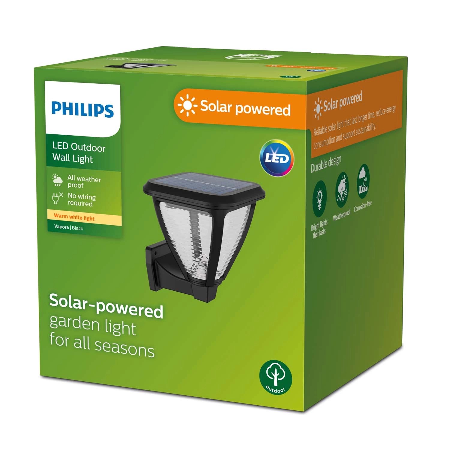 Oprawa solarna ścienna Philips Vapor 1,5W 2700K 200lm IP44 czarna