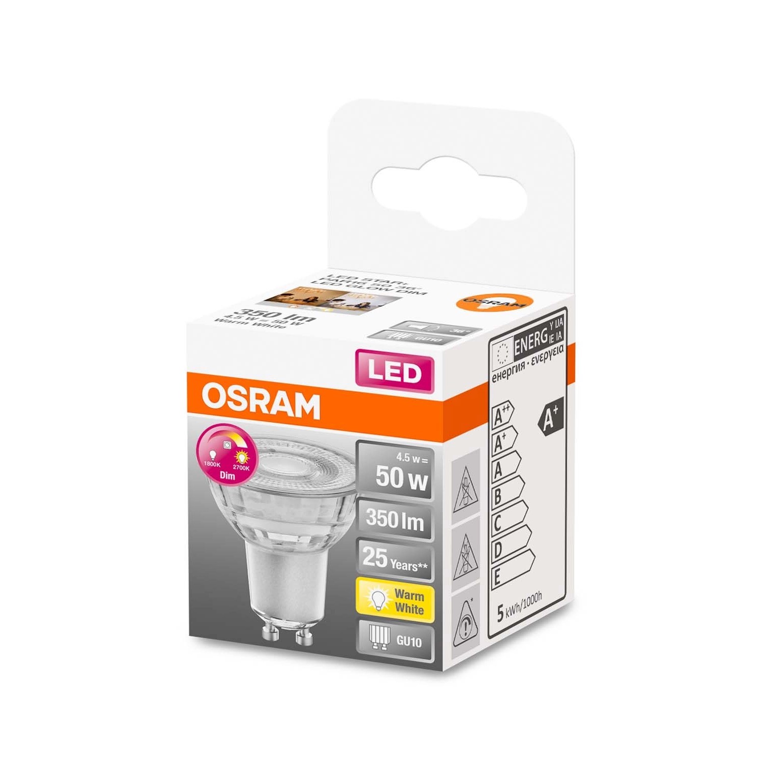 Osram Żarówka LED STAR PAR16 50 4,5W GU10 350 lm 2700K