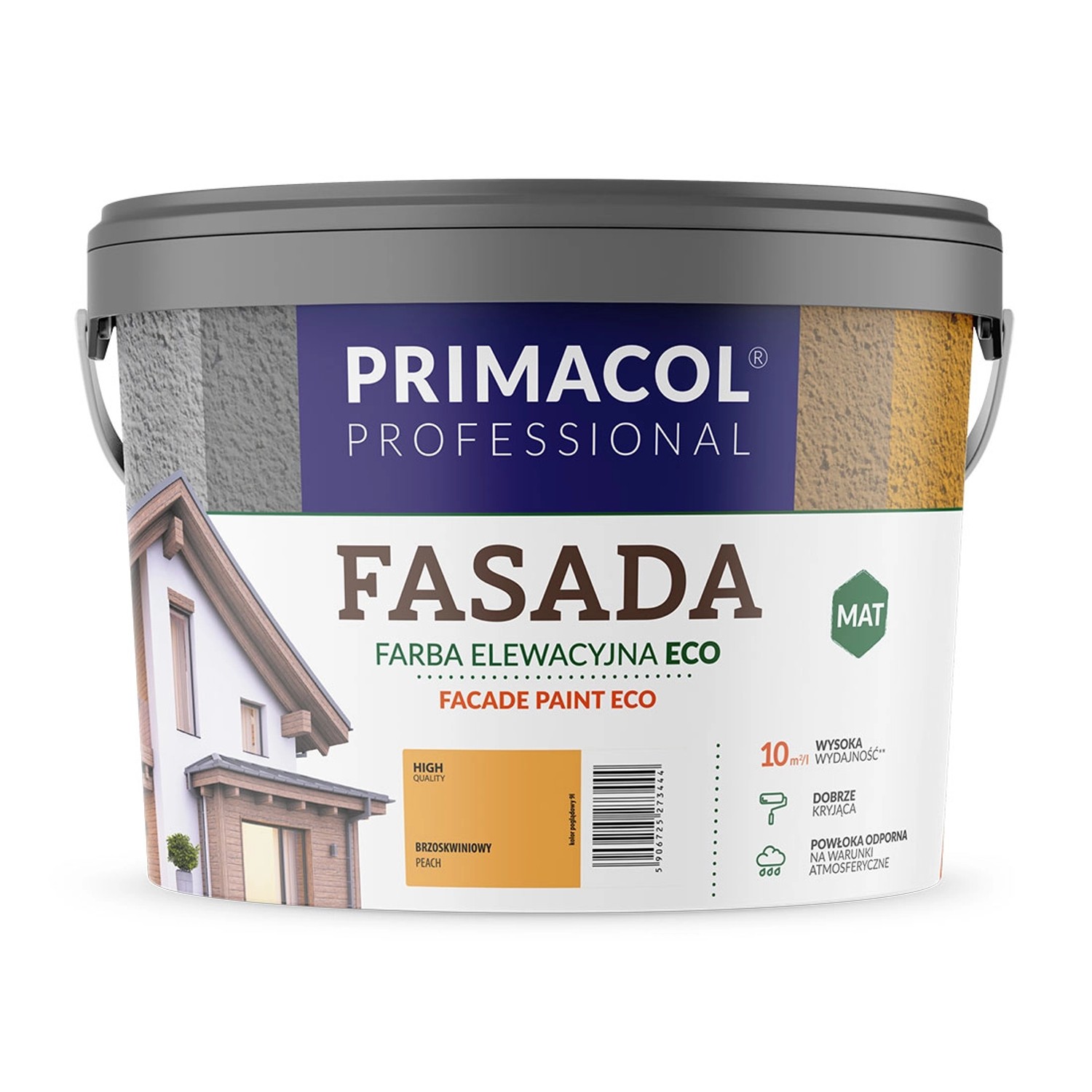 Farba elewacyjna Primacol Fasada Eco 9 l brzoskwiniowa