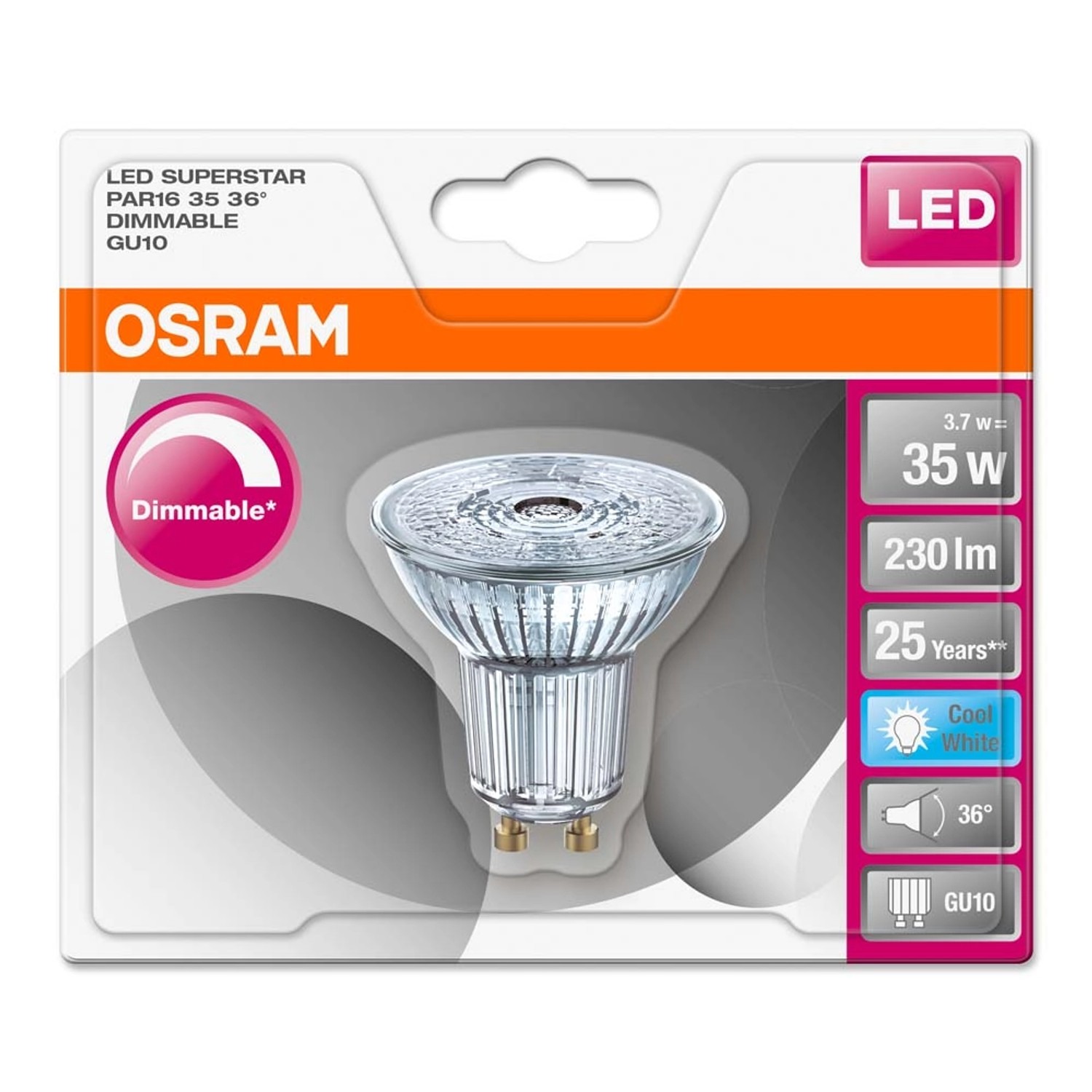 Żarówka LED SUPERSTAR PAR16 35 3,7W GU10 230 lm 4000K