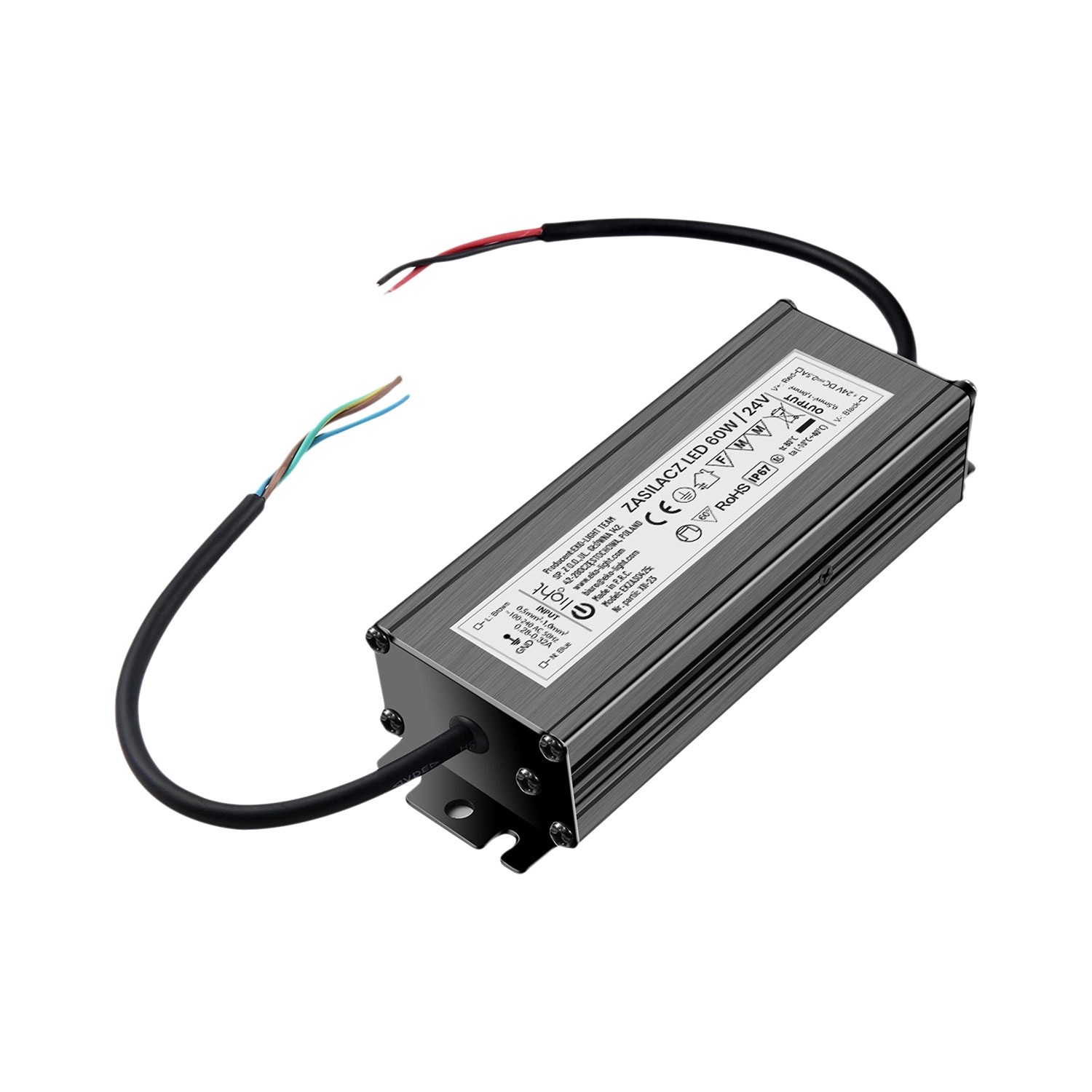 Eko-Light Zasilacz LED 60W 24V/2,5A IP67
