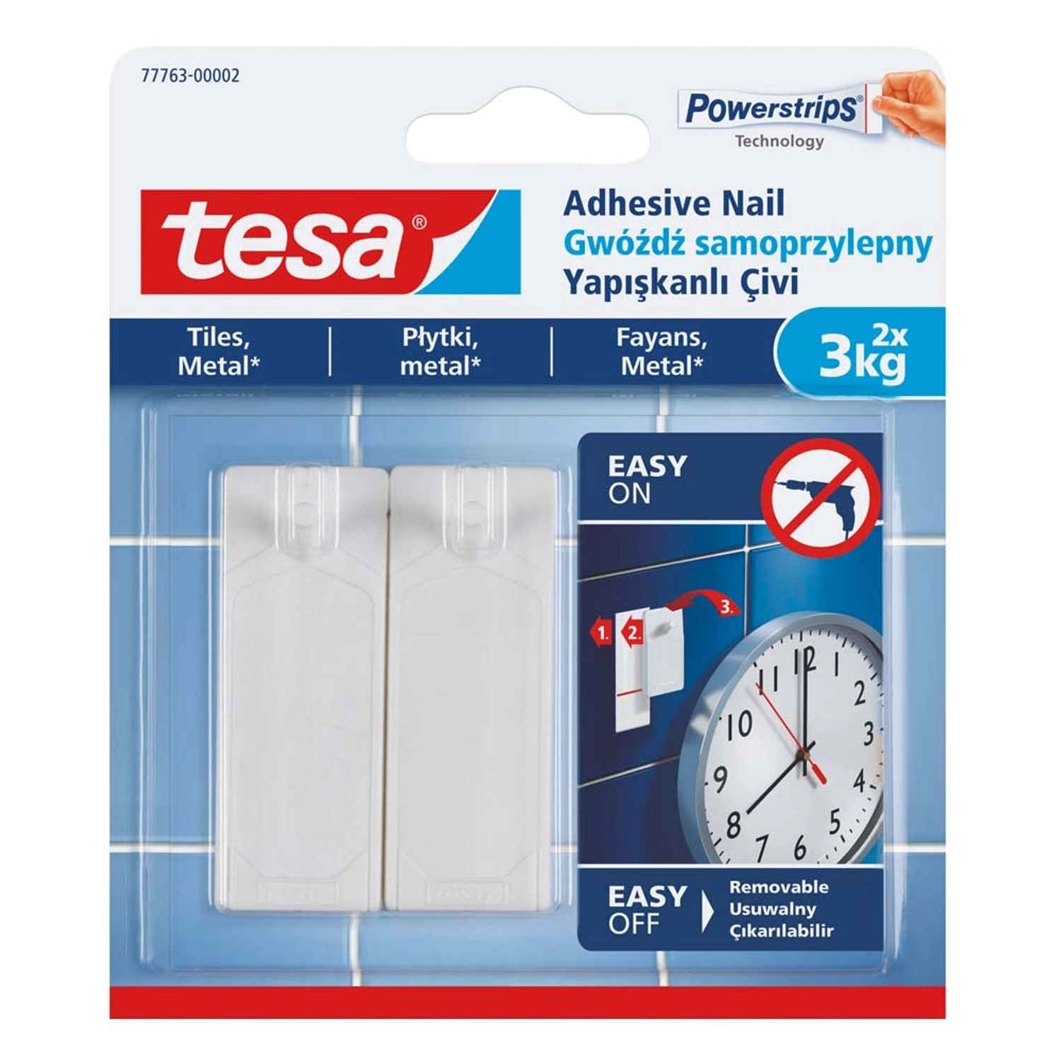 Tesa Gwóźdź samoprzylepny do płytek, 2 szt. do 3kg