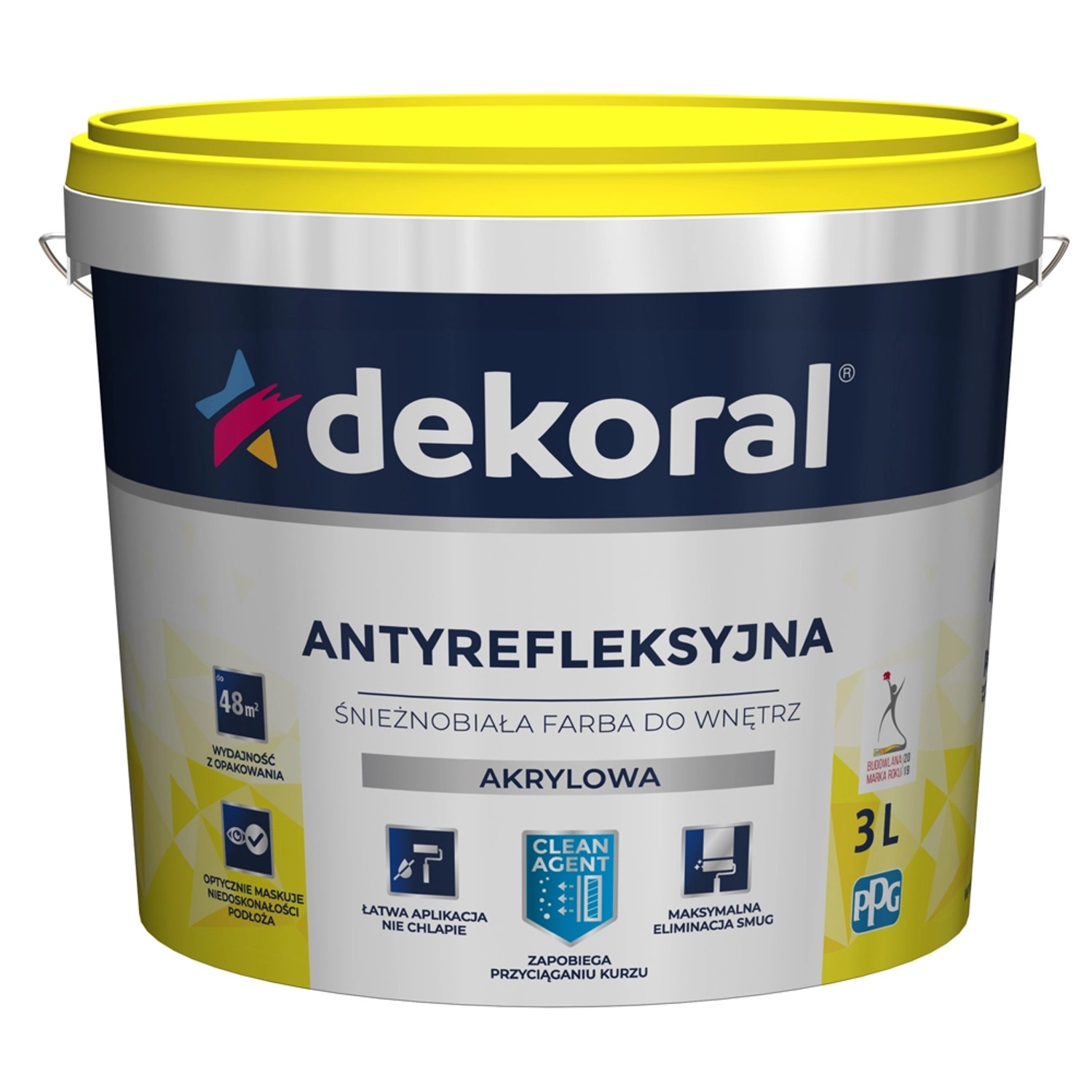 Farba Dekoral Antyrefleksyjna biała 3 l