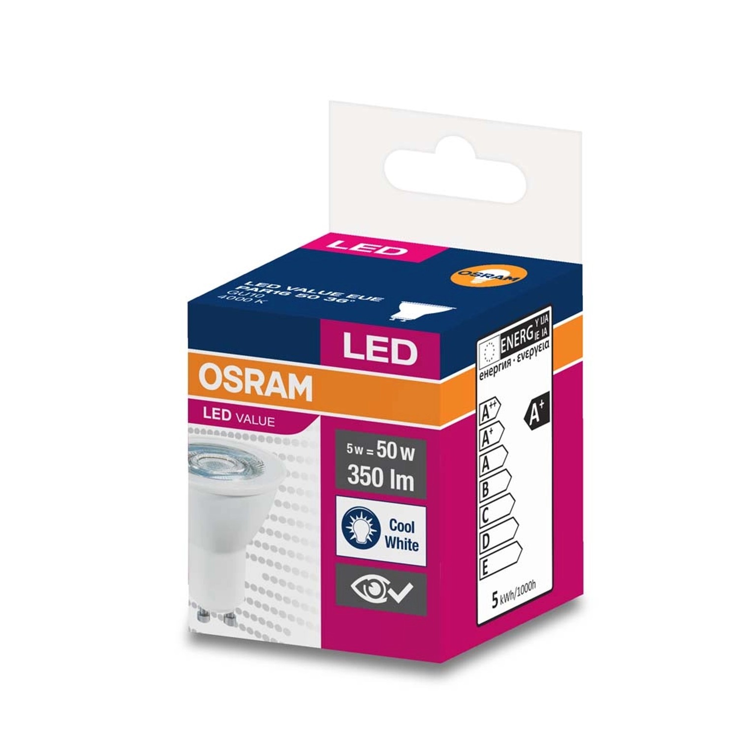 Żarówka LED VALUE PAR16 50 36 st. 5W GU10 350 lm 4000K