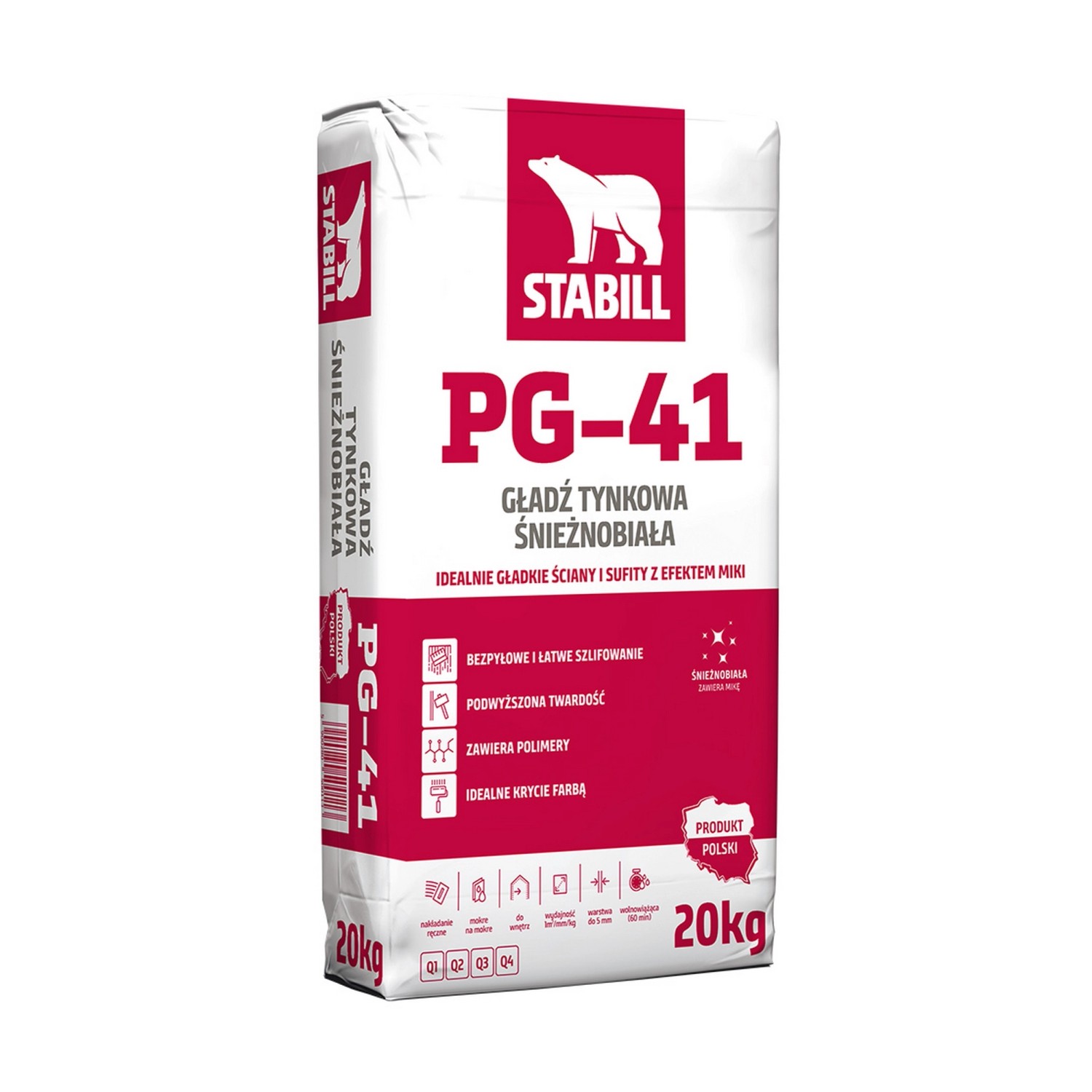 Stabill Gładź tynkowa biała PG-41 20 kg