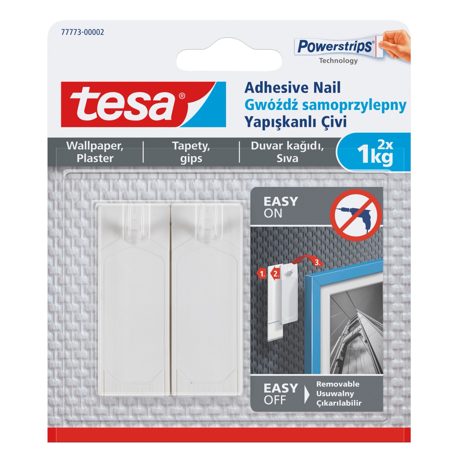 Tesa Gwóźdź samoprzylepny do tapet, 2 szt. do 1kg