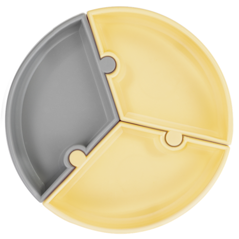 Minikoioi, Talerzyk silikonowy Puzzle ŻÓŁTY/SZARY