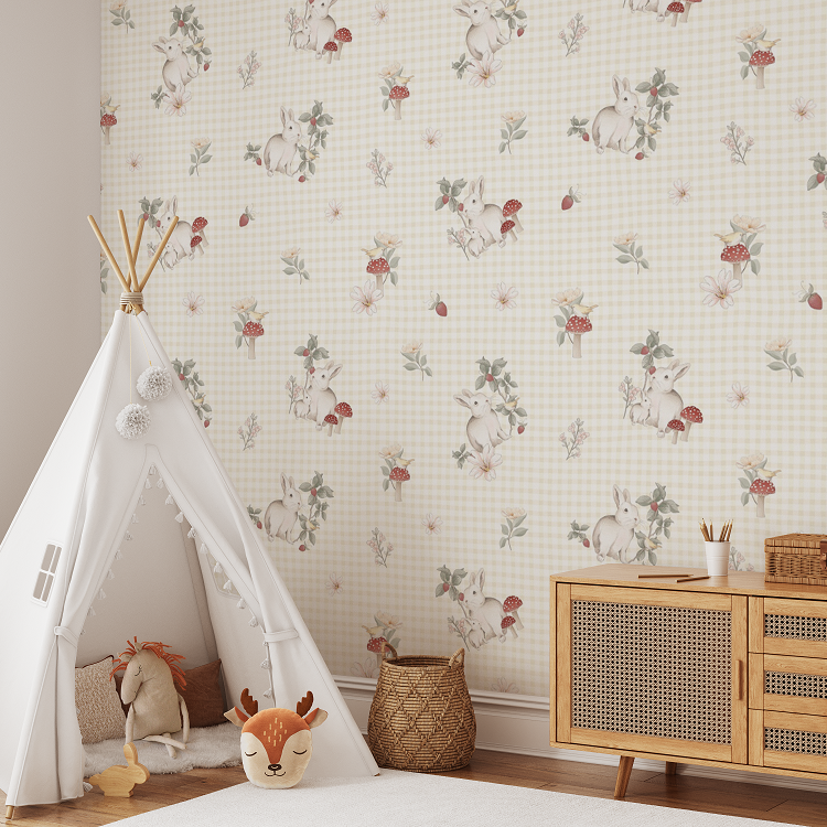 Tapeta ścienna Strawberry Bunny Beige i Krateczka