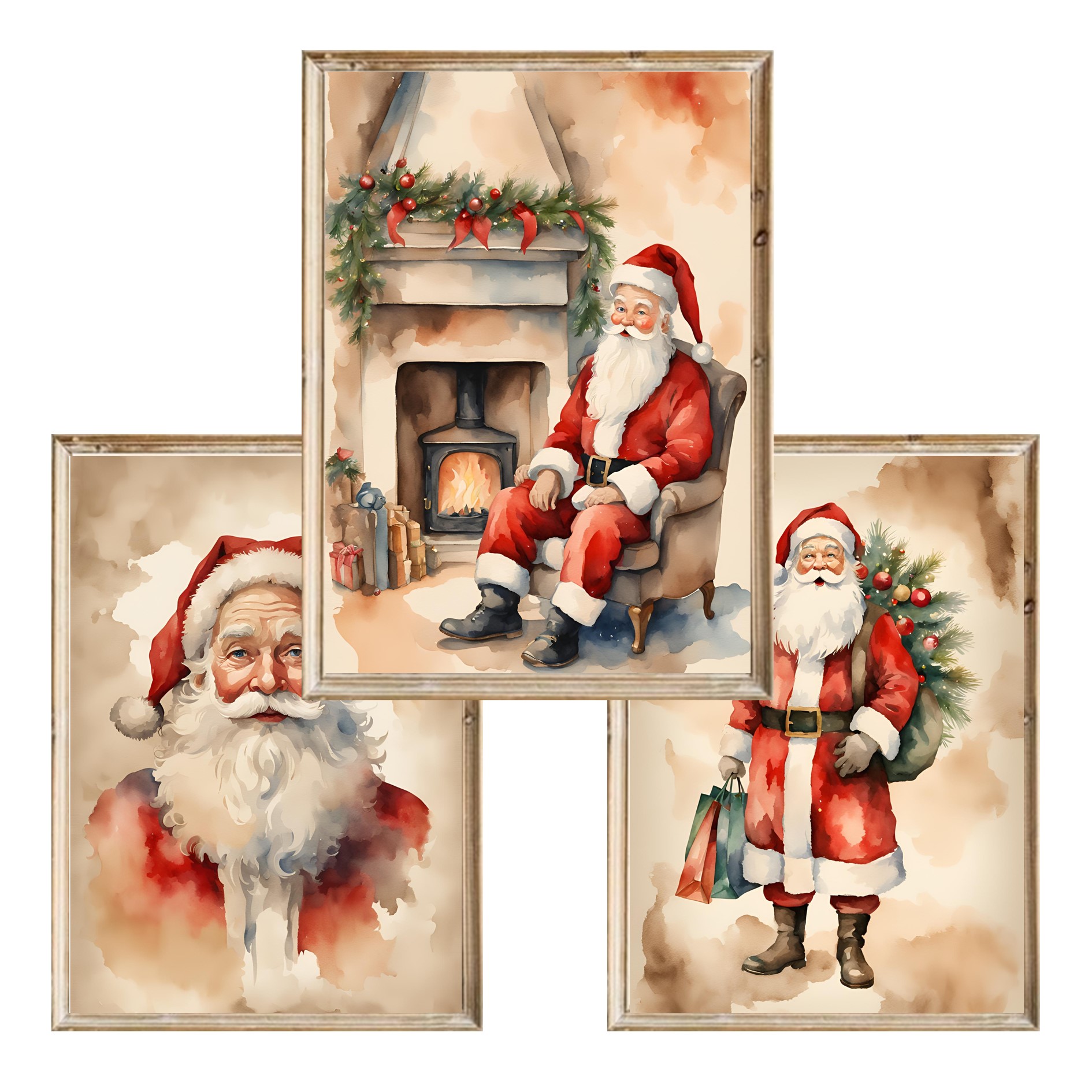 Zestaw trzech świątecznych plakatów Santa Claus - A3