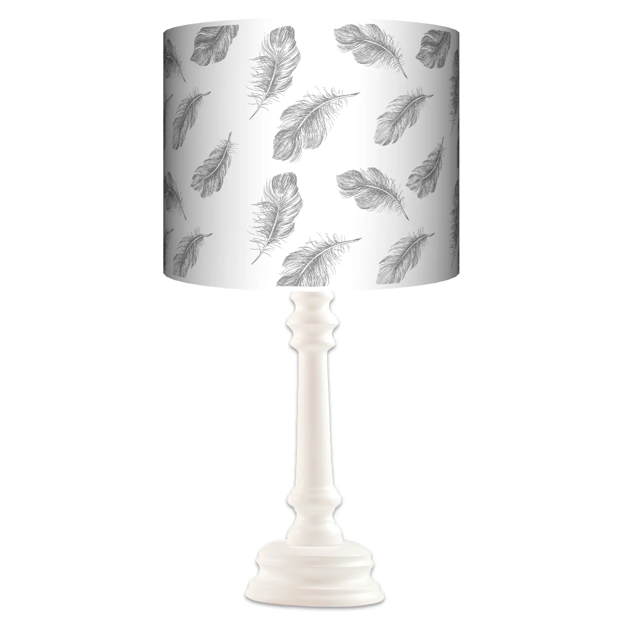 Lampa stojąca QUEEN Boho szare piórka - kolor podstawy do wyboru FL - różowy