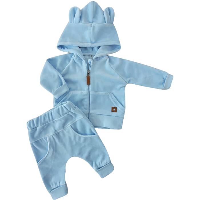 DRES NIEMOWLĘCY WELUROWY Z USZKAMI BABY BLUE ZZ - 74
