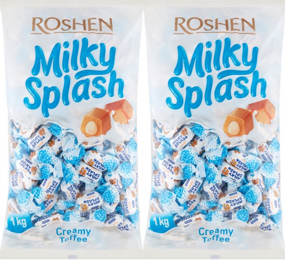 2x Cukierki Roshen Milky Splash, toffi z nadzieniem mlecznym, 1kg