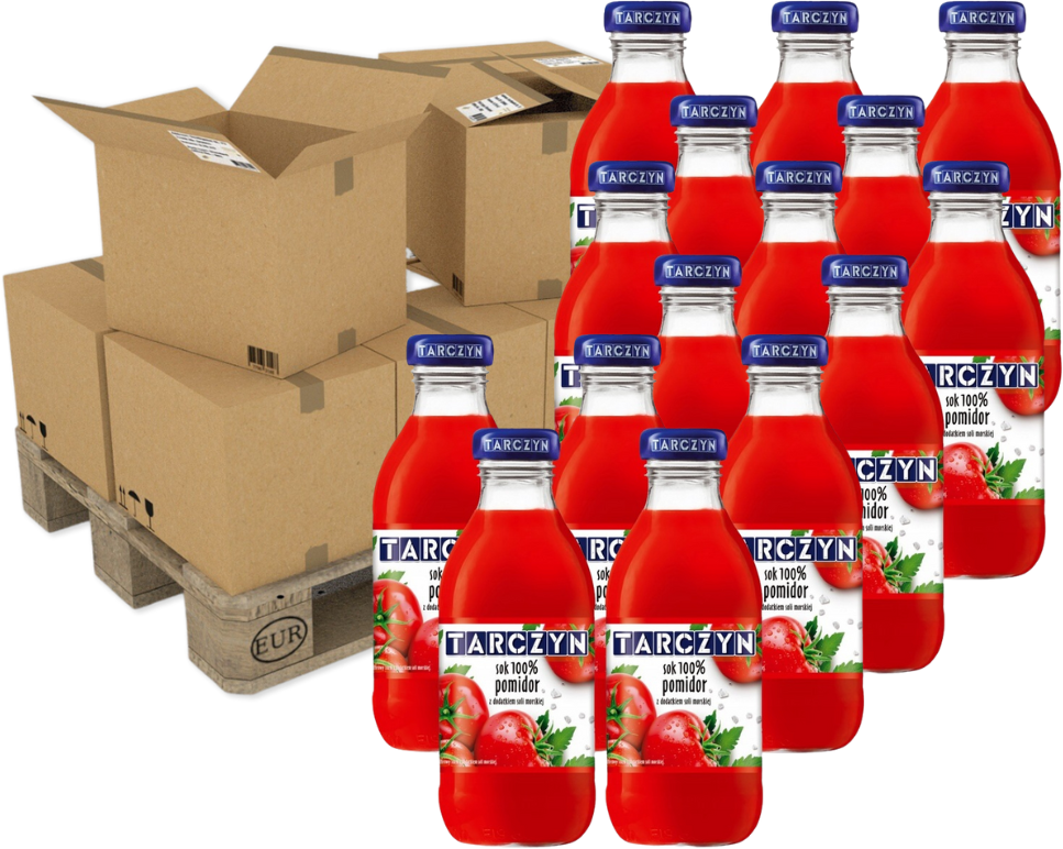 1470x Sok pomidorowy z dodatkiem soli morskiej Tarczyn, butelka szklana, 0.3l