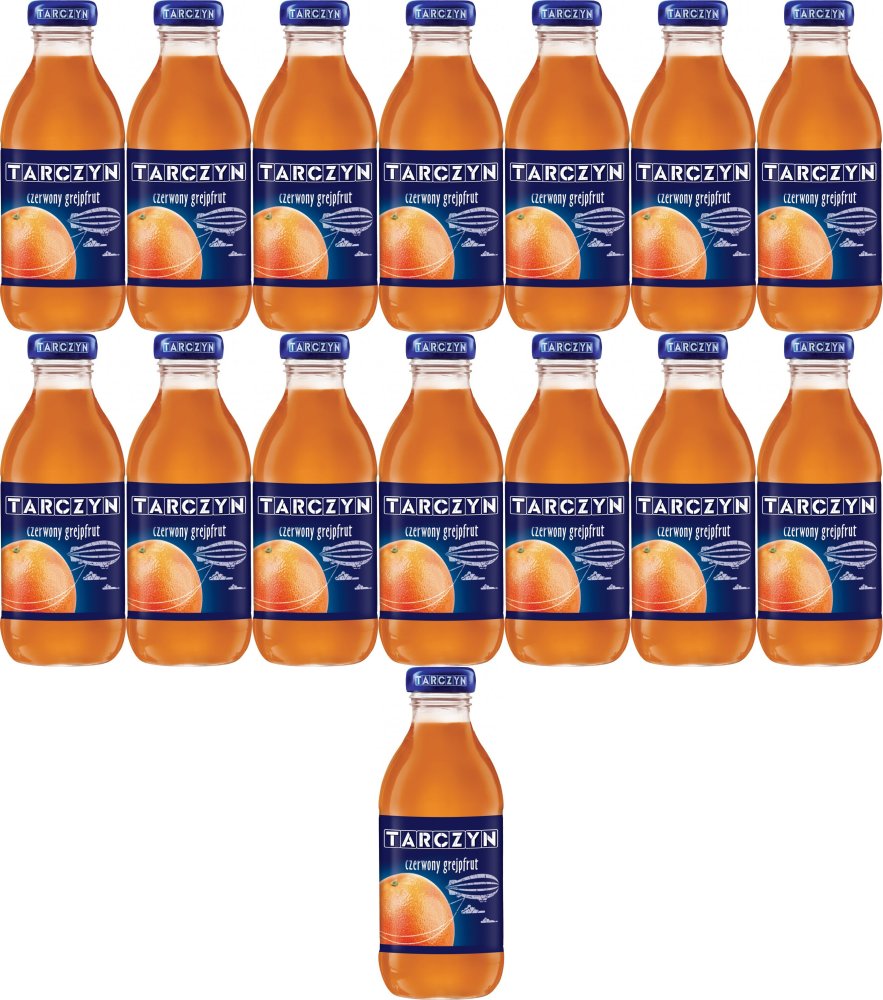 15x Napój czerwony grejpfrut Tarczyn, butelka szklana, 0.3l