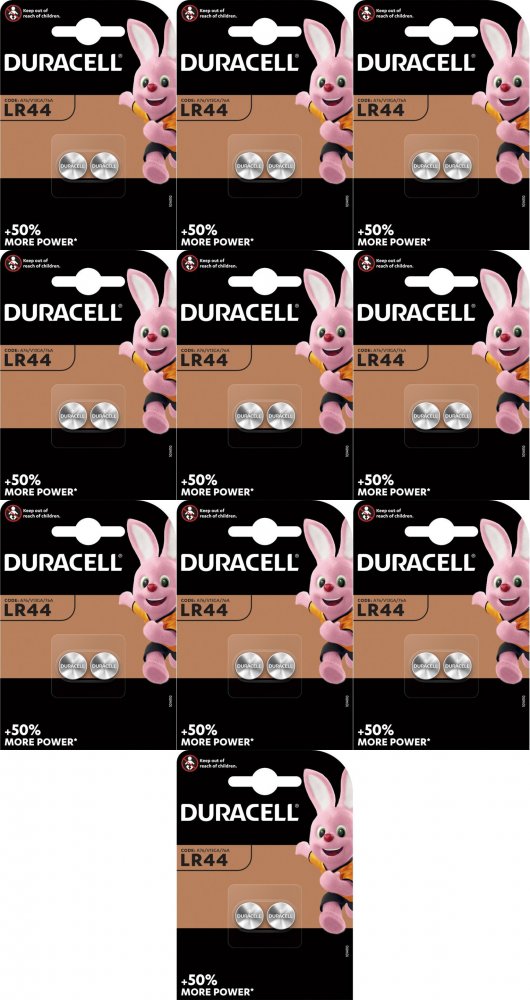 10x Bateria alkaliczna Duracell, LR44, 2 sztuki