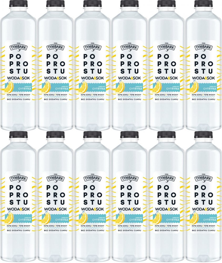 12x Napój Tymbark Po prostu Woda & Sok, jabłko i cytryna, butelka PET, 1.25l