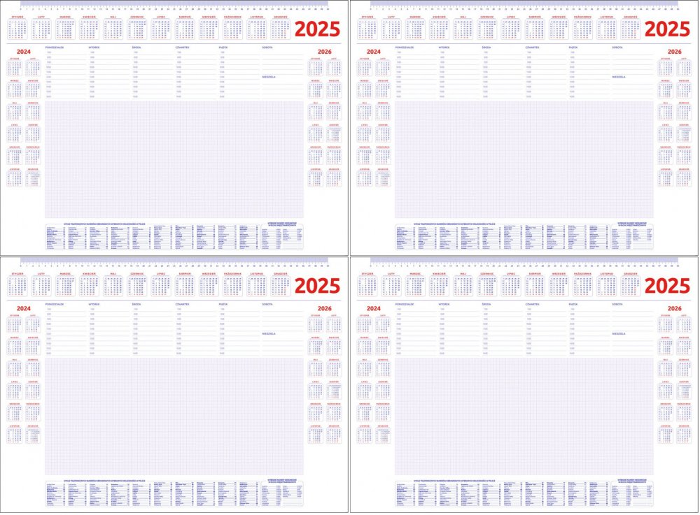 4x Podkład na biurko Udziałowiec, z kalendarzem 2025 i notatnikiem, A2, bez listwy