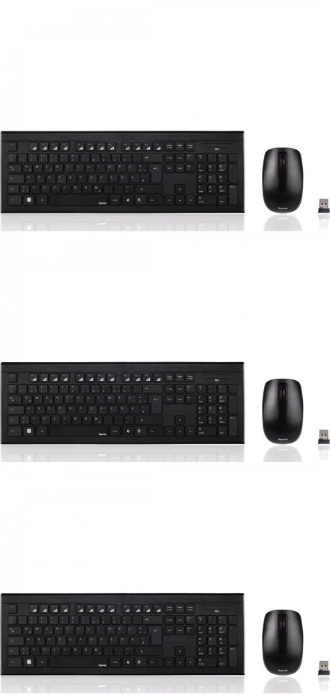3x Zestaw bezprzewodowy Hama Cortino, klawiatura + mysz, czarny